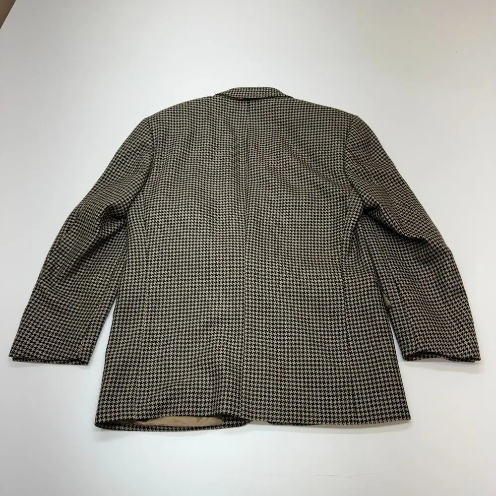 Vintage Mens Hugo Boss Brown Houndstooth Sport Coat Blazer Suit Jacket 38R USA
